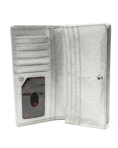 Lux de Ville Bon Voyage Wallet Silver Sparkle with Diamond Stitching and Anchor