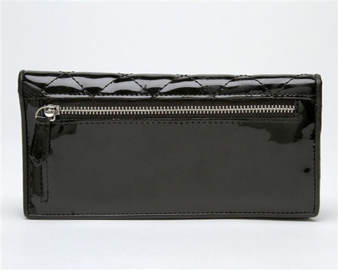 Lux de Ville Bon Voyage Wallet in Shiny Black with Diamond Stitching and Anchor