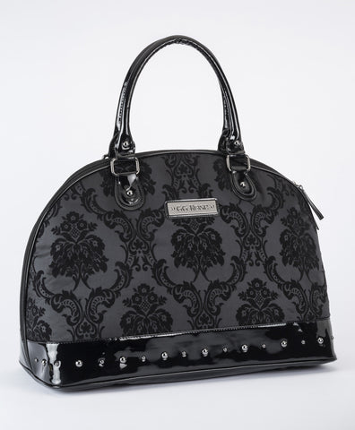 Damask Madame Weekender Overnight Bag Purse Black