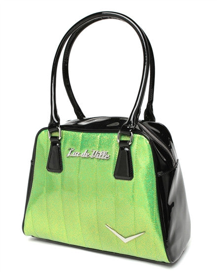 Lux de Ville Getaway Tote Purse in Lime Green Sparkle and Black – Rockattoo