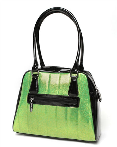 Lux de Ville Getaway Tote Purse in Lime Green Sparkle and Black