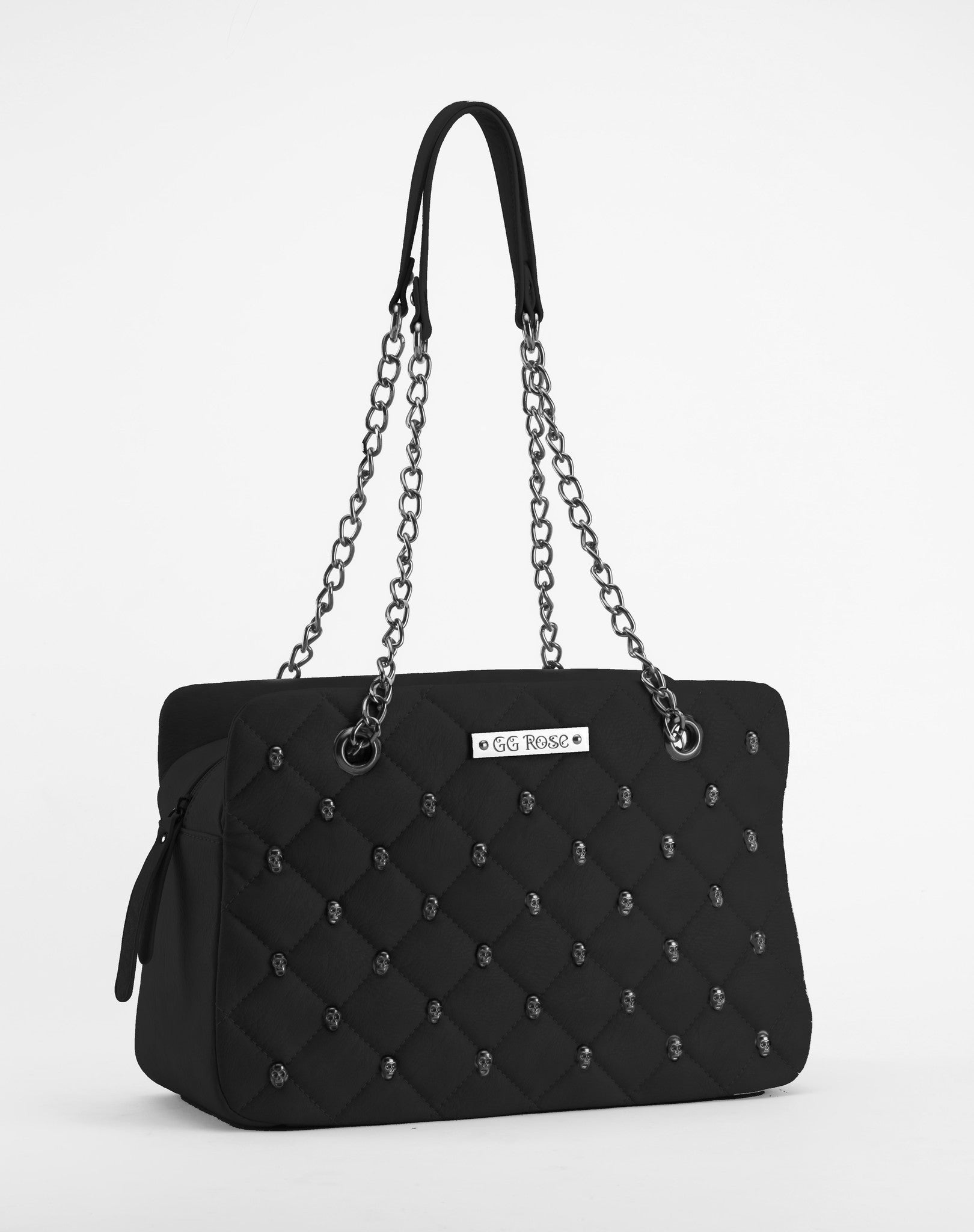 SAINT LAURENT Gaby Studded Leather Shoulder Bag in Black | Endource