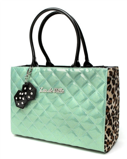 Lux de Ville Lucky Me Large Tote Bag Purse with Dice Baby Green