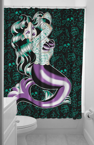 Marina Kai Mermaid Tattoo Shower Curtain with Rings