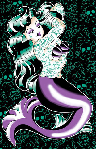 Marina Kai Mermaid Tattoo Shower Curtain with Rings