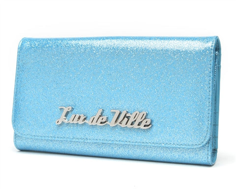 Lux de Ville Miss Lux Wallet in Blue Sparkle Rockabilly Hot Rod