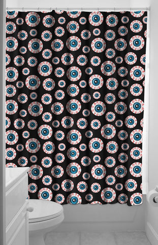 Optical Delusion Eyeball Shower Curtain with Rings