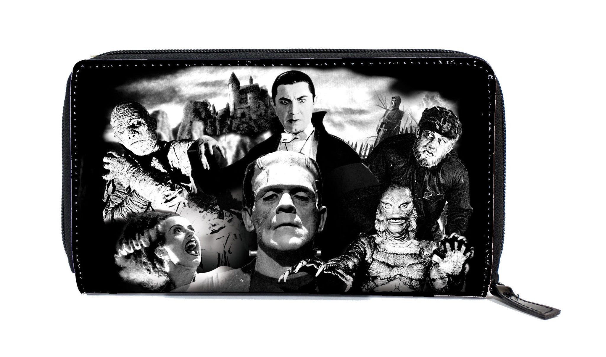 universal monsters wallet Universal Monsters Womens Monster Collage Zip Around Wallet – Rockattoo