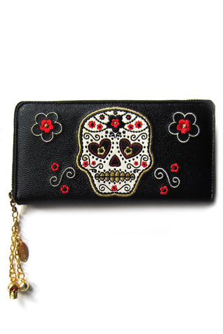 Sugar Skull Day of the Dead Wallet with Charms