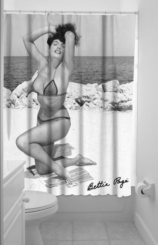 Vintage Bettie Page Shower Curtain with Rings