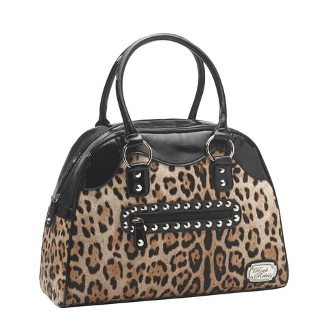 Gold Leopard and Black Studded Handbag