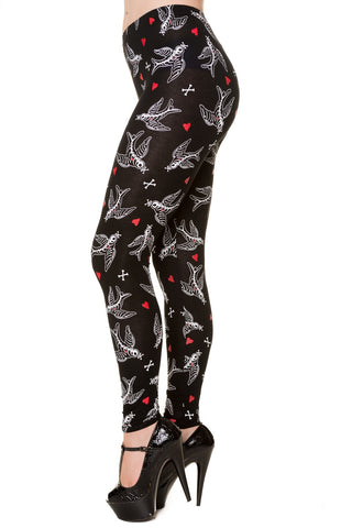 Swallows and Hearts Leggings