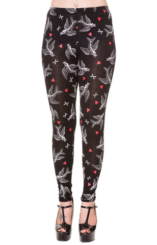 Swallows and Hearts Leggings