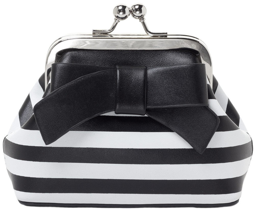 Buy Dasein Designer Purse Stripes Satchel Handbag PU Leather Purse Top  Handle Handbags (XL2828 stripe 2PCs- Black/White) at Amazon.in