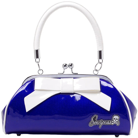 Sourpuss Super Floozy Kiss Lock Purse Blue and White