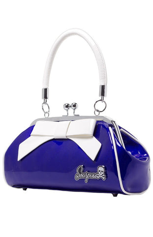 Sourpuss Super Floozy Kiss Lock Purse Blue and White