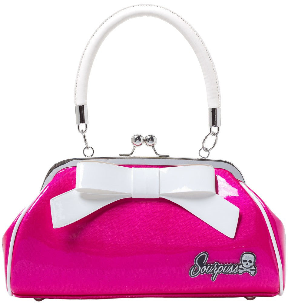 Sourpuss Super Floozy Kiss Lock Purse in Raspberry