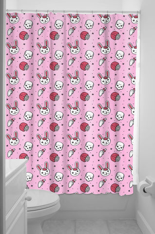 Pink Zombie Bunny Shower Curtain