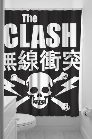 The Clash Black and White Shower Curtain