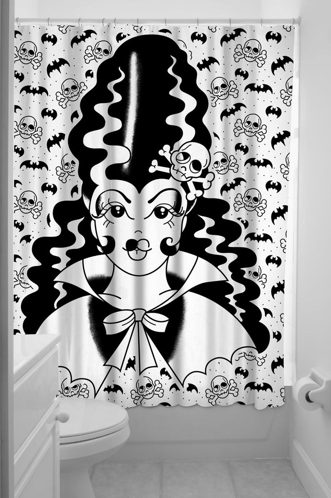 Franken Gal Horror Frankenstein Shower Curtain