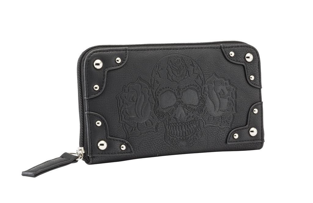 Dia De Muerte Sugar Skull Studded Black Wallet