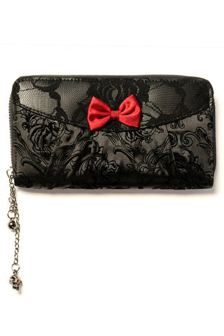 l Gothic Ivy Black Lace Wallet with Red Bow and Charms